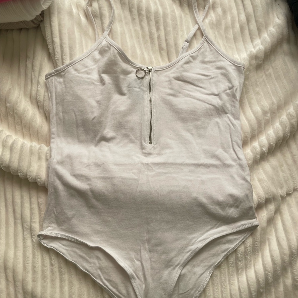 White Zip-Front Bodysuit